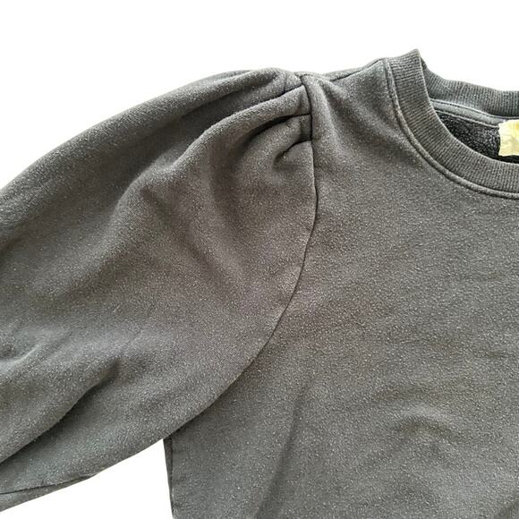 Nation ltd Gisela Sweatshirt Black Size Medium Crewneck Puff Shoulder - Picture 4 of 9